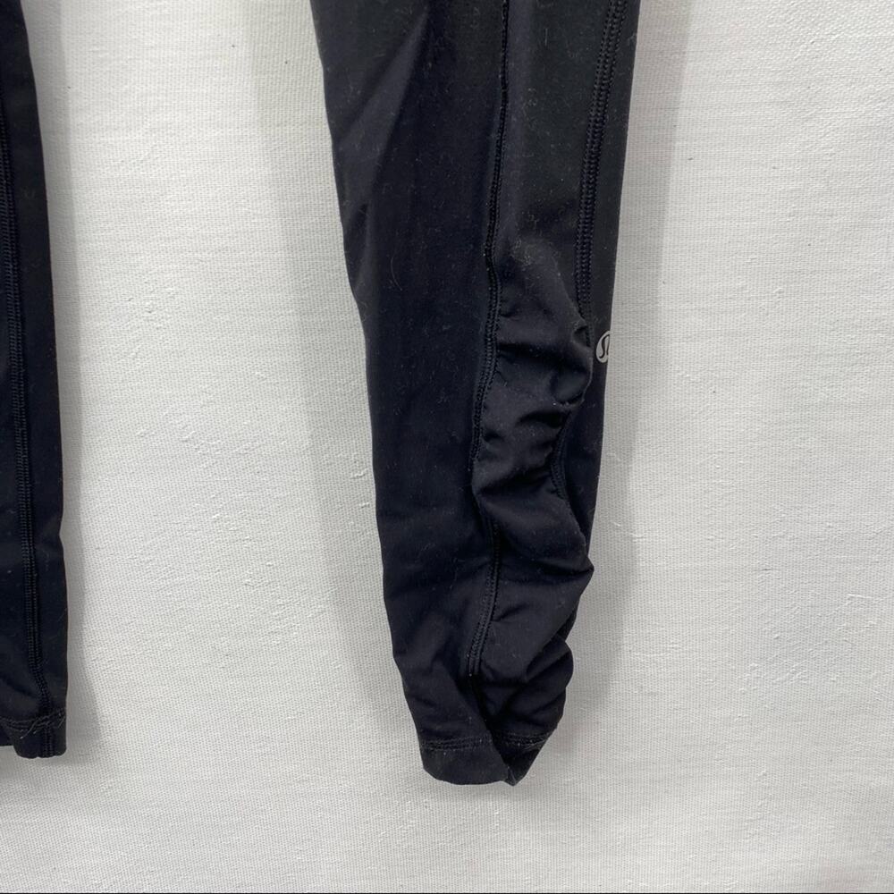 Lululemon Cinch Waist Black Leggings w/ White Waistband - Picture 3 of 9